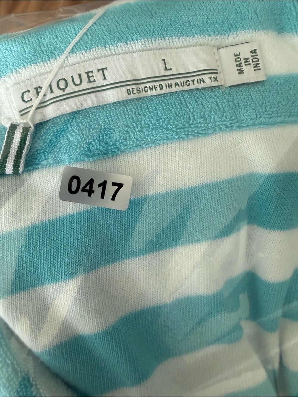 CRIQUET Austin NWT TERRYCLOTH Striped Mens Large Polo - Picture 8 of 8